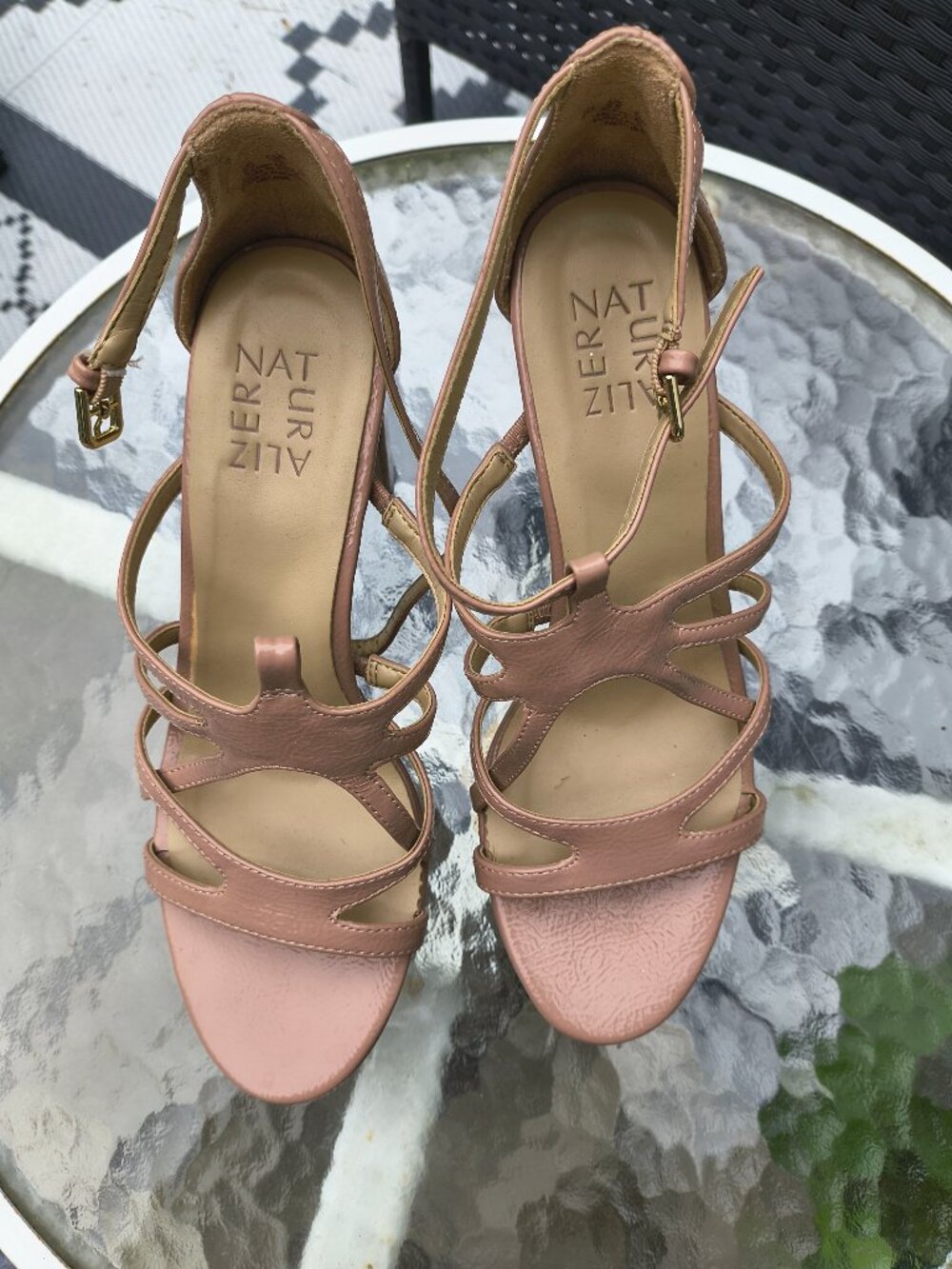 Naturalizer Women's Neona Strappy Platform Heel Sandals Size 9M In Taupe Patent.